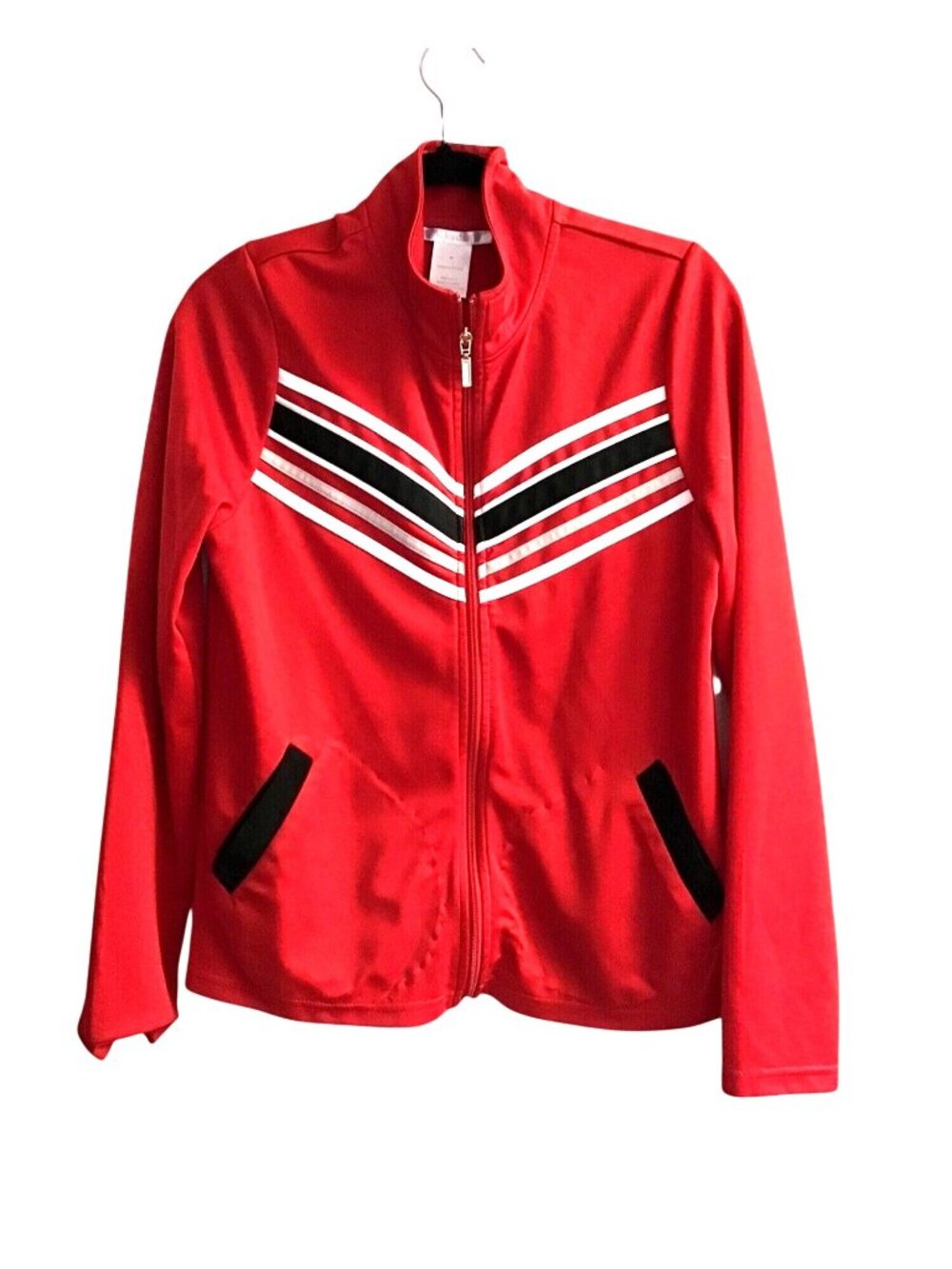 K. JORDAN- WOMENS RED FULL ZIP-UP POCKETS TRACK JACKET SIZE MEDIUM